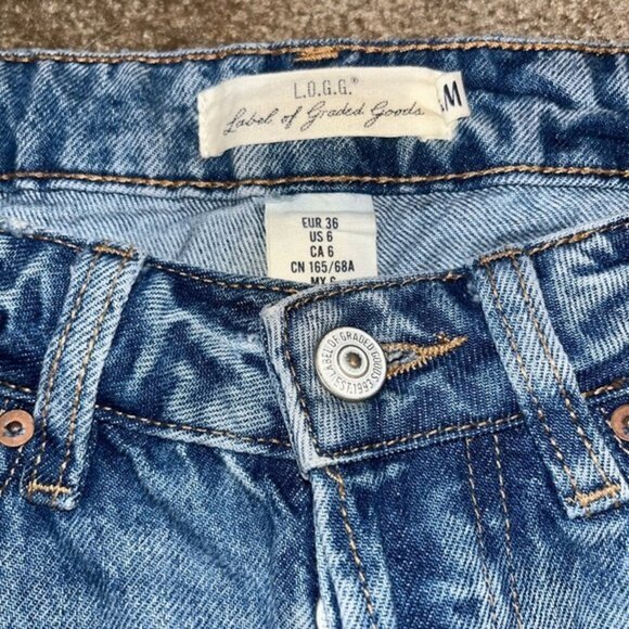 L.O.G.G. Mom Jeans High Rise Medium Wash Blue Straight Leg Denim Womens Size 6 - Picture 6 of 10